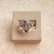Charger l'image dans la galerie, Bague médaille miraculeuse fleurie