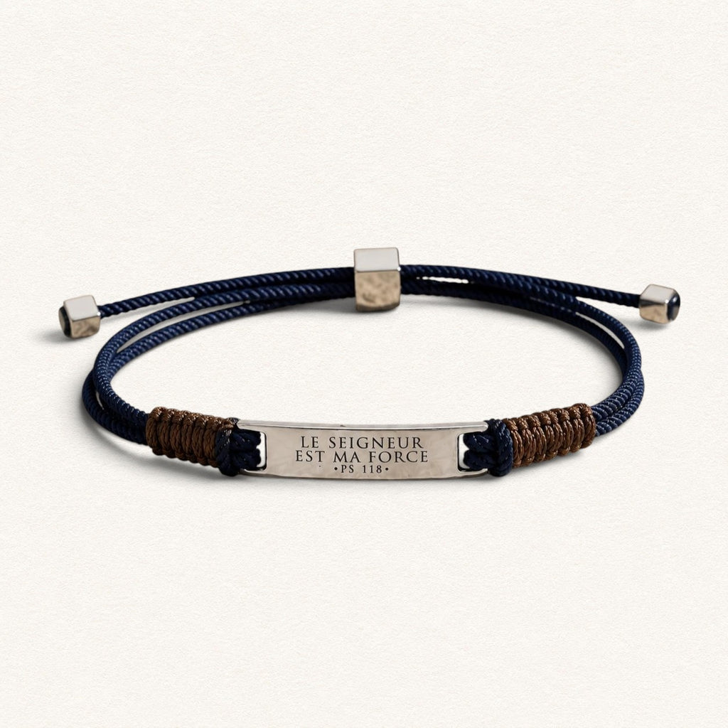 Fleur Nabert créations Bracelet 'The Lord is my strength' - Marine MetaobjectListDrop