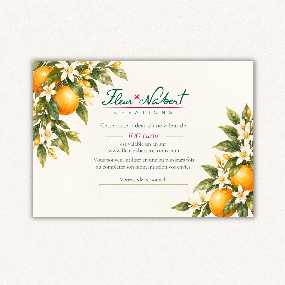Carte Cadeau Fleur Nabert créations