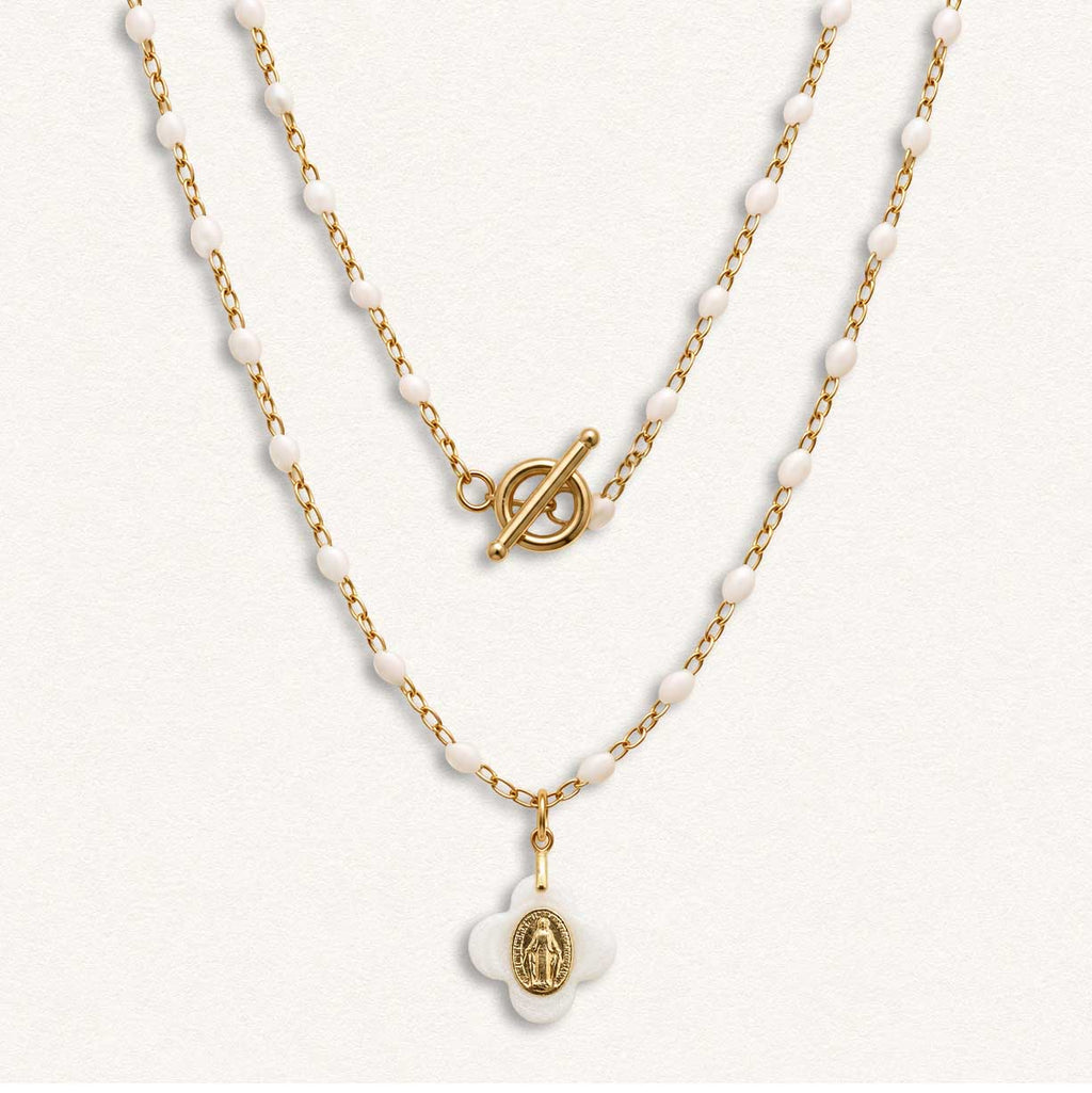 Fleur Nabert créations Miraculous Medal Necklace - White MetaobjectListDrop