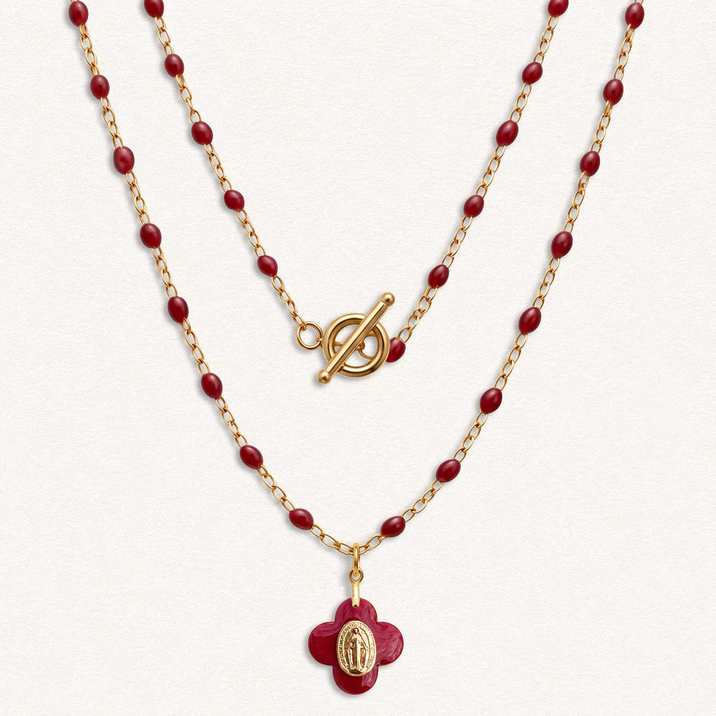 Fleur Nabert créations Miraculous Medal Necklace - Red MetaobjectListDrop