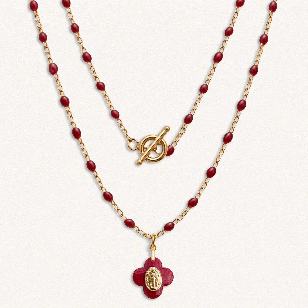 Miraculous Medal Necklace - Red
