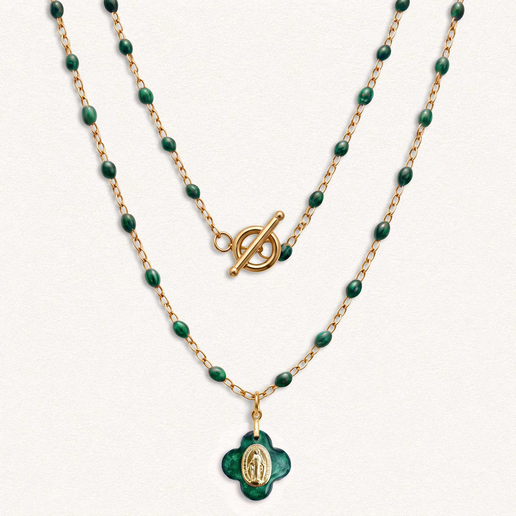 Fleur Nabert créations Collier Médaille Miraculeuse - Vert MetaobjectListDrop