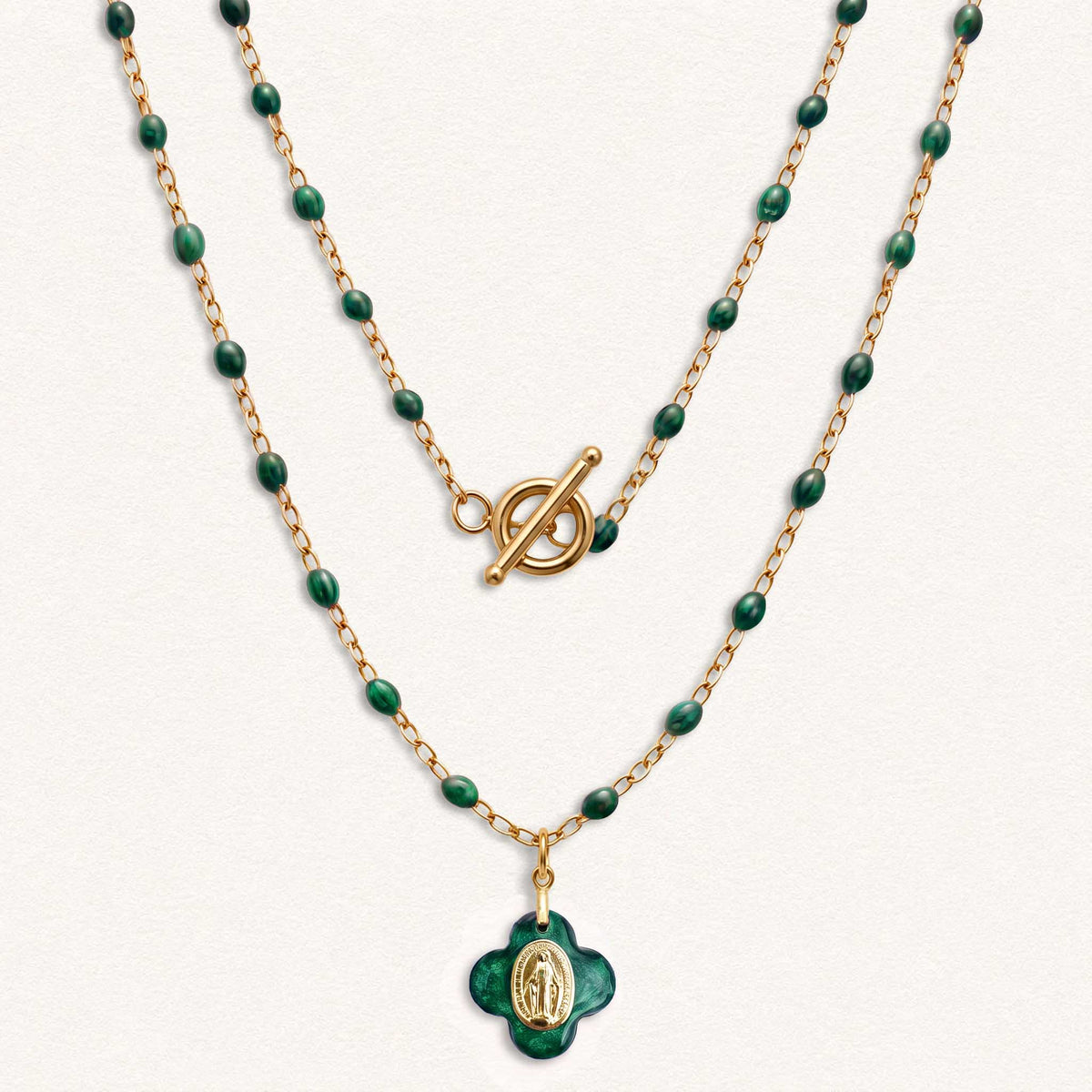 Miraculous Medal Necklace - Green