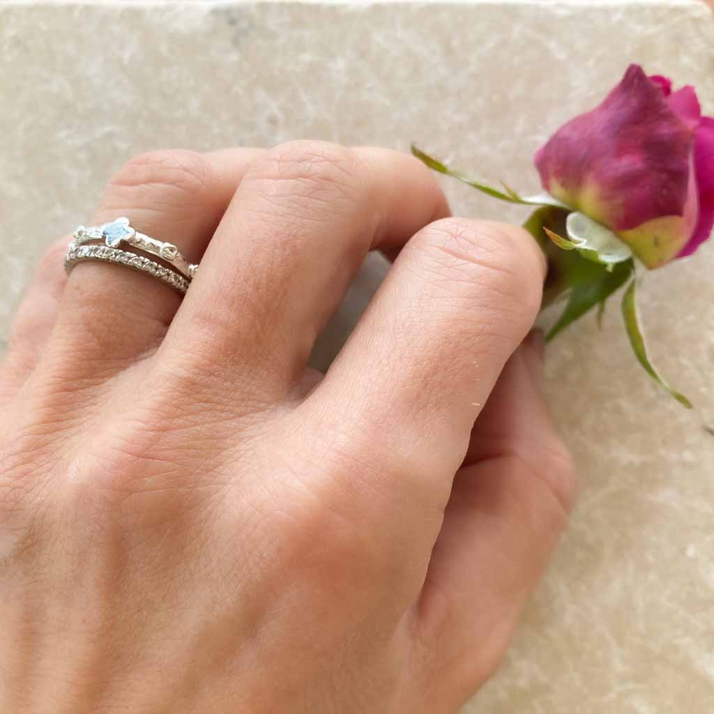Rosary with roses - Silver