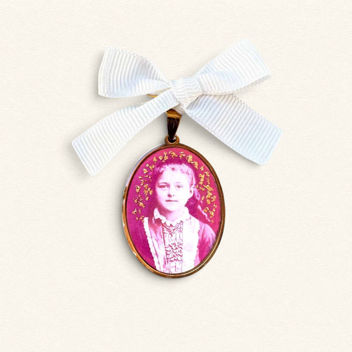 Cradle Medal Saint Theresa - White Ribbon