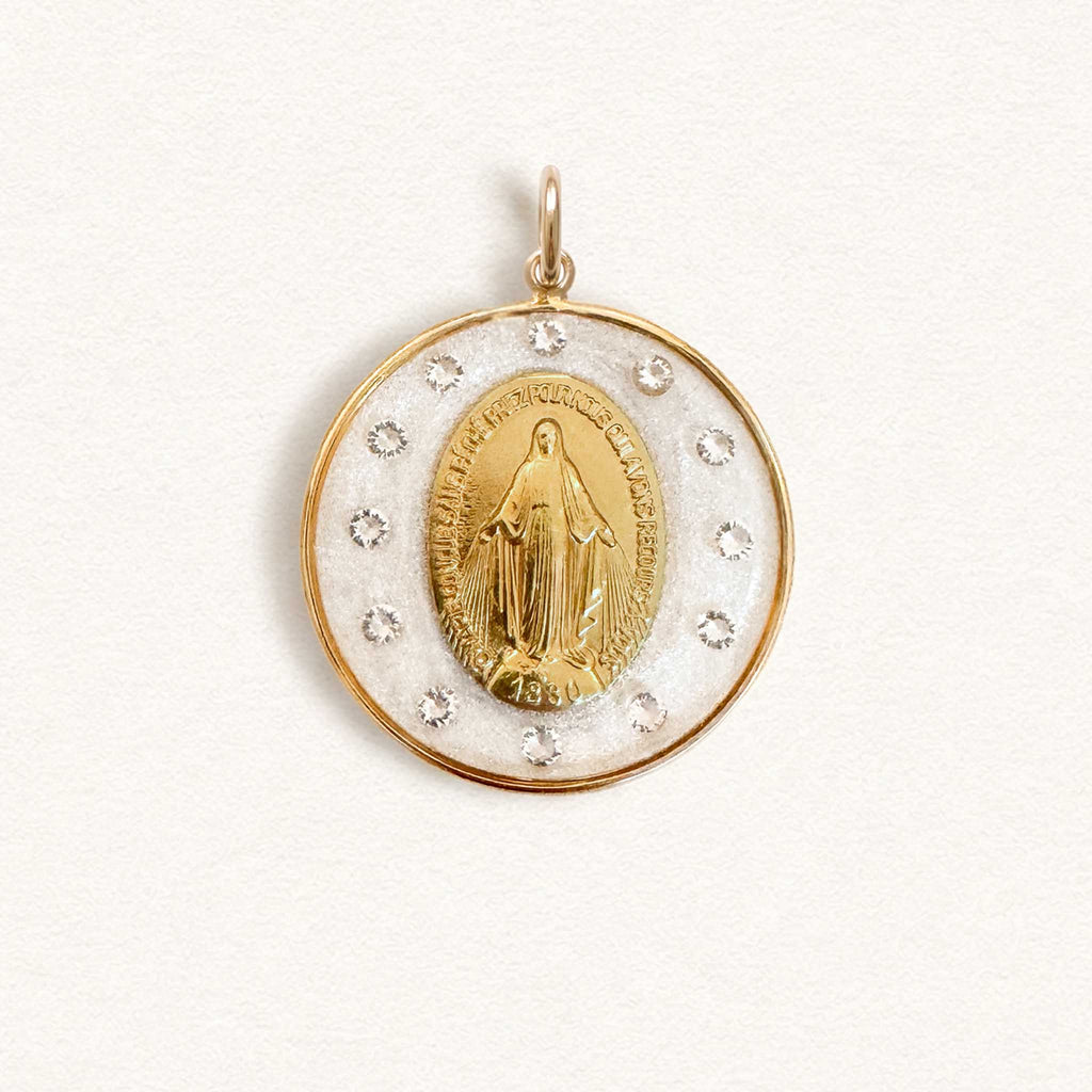 Fleur Nabert créations Crowned White Miraculous Medal - Large MetaobjectListDrop