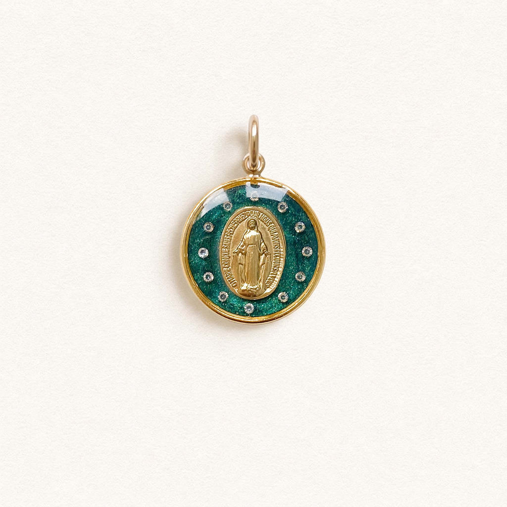 Fleur Nabert créations Médaille Miraculeuse couronnée verte - Mini MetaobjectListDrop