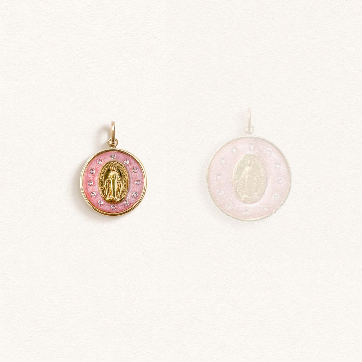 Médaille Miraculeuse couronnée rose - Mini