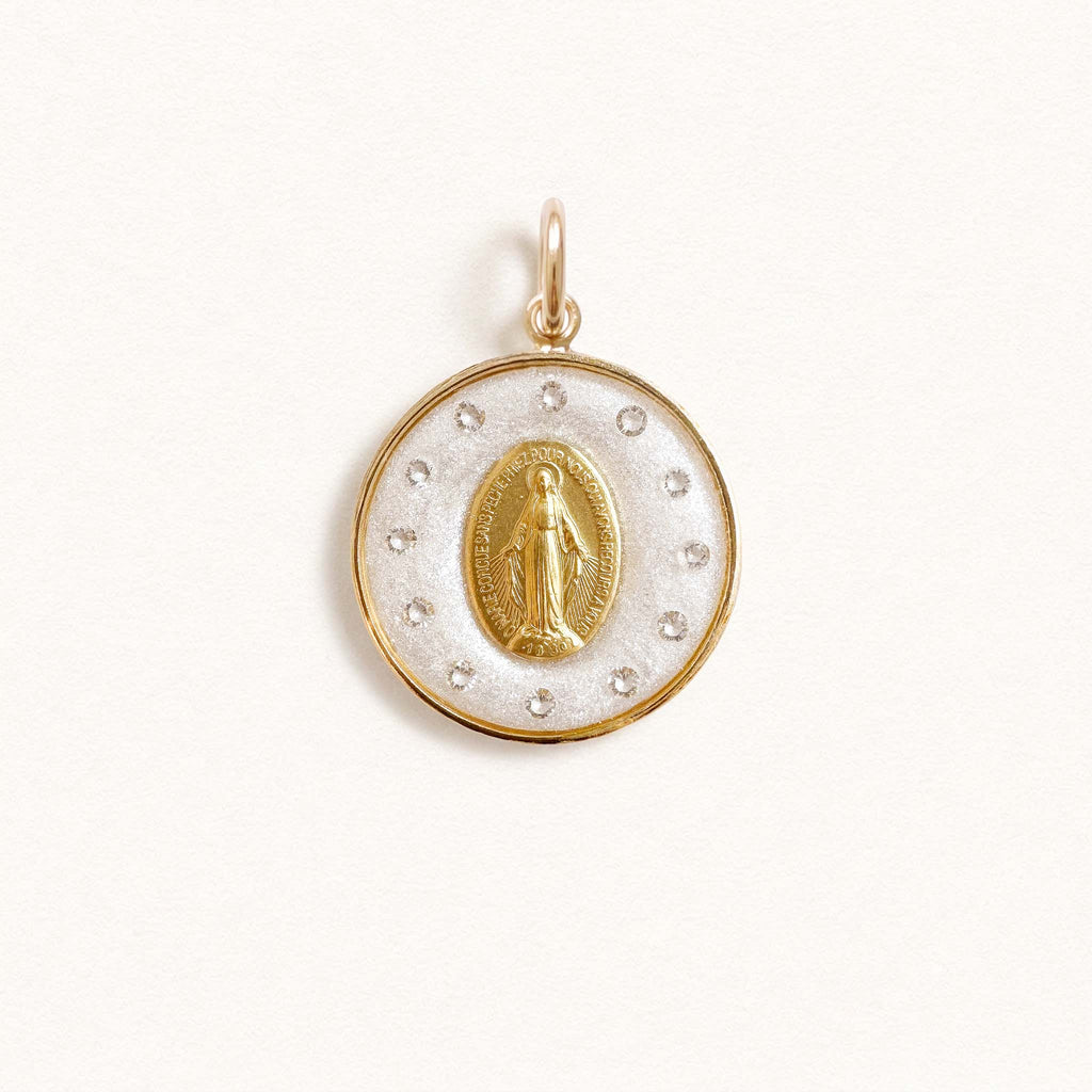 Fleur Nabert créations Médaille Miraculeuse couronnée blanche - Moyenne MetaobjectListDrop