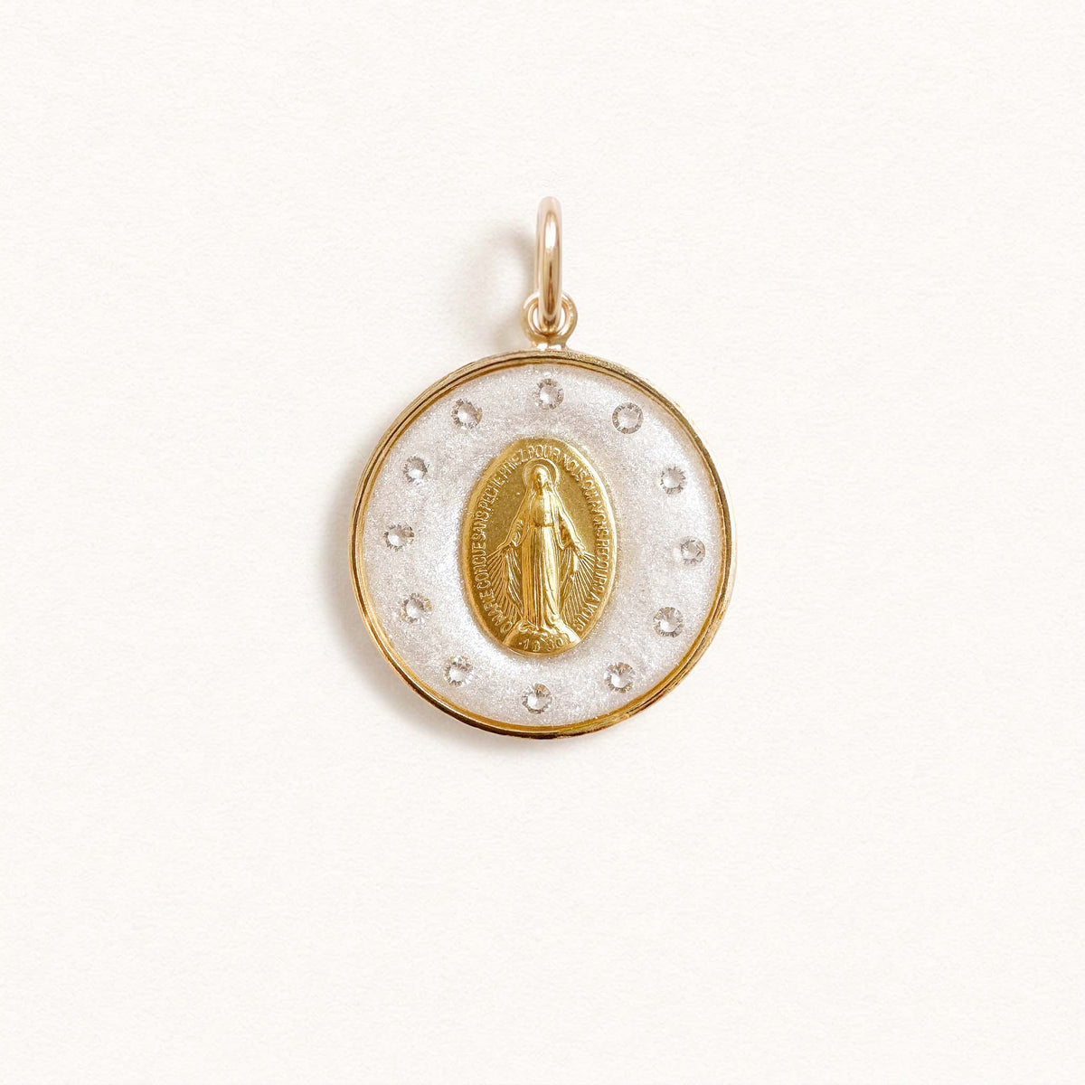 Médaille Miraculeuse couronnée blanche - Moyenne