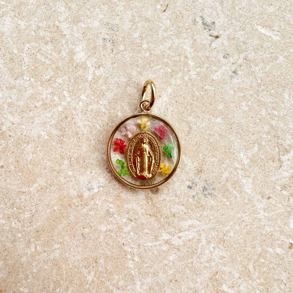 <br>Mini flowered Miraculous Medal