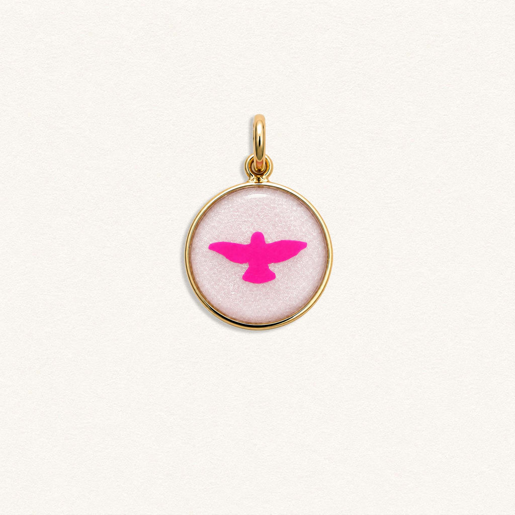 Fleur Nabert créations Médaille « Happy colombe » - Rose Fluo MetaobjectListDrop