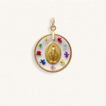 Load image into Gallery viewer, Medium Miraculous Medal with gold floral accents
