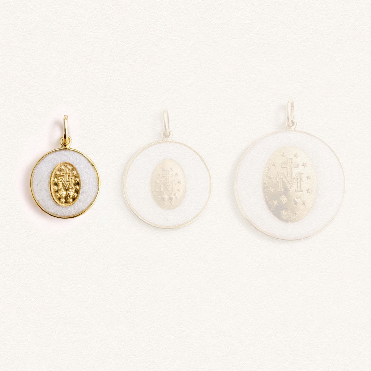 White Crowned Miraculous Medal - Mini