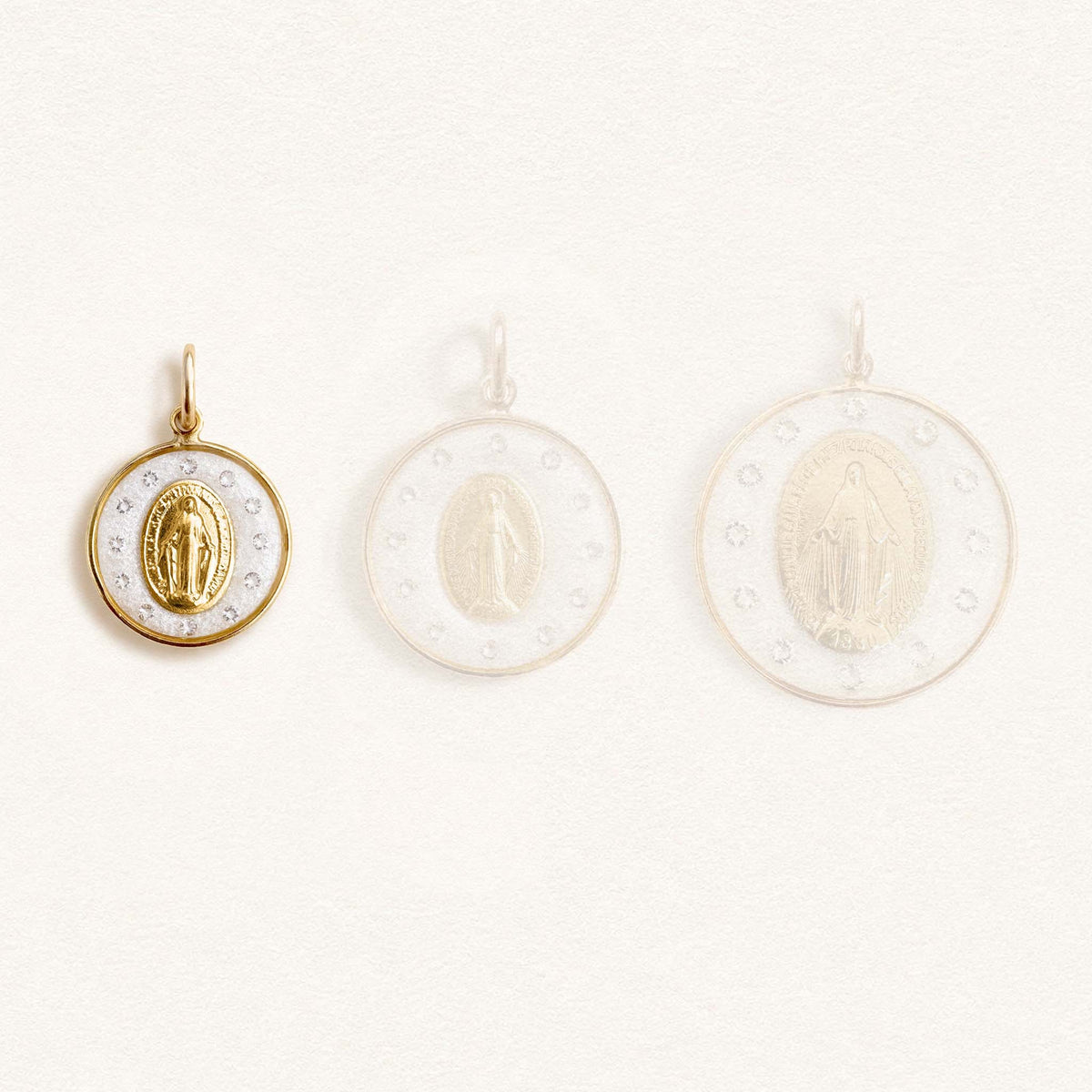 White Crowned Miraculous Medal - Mini