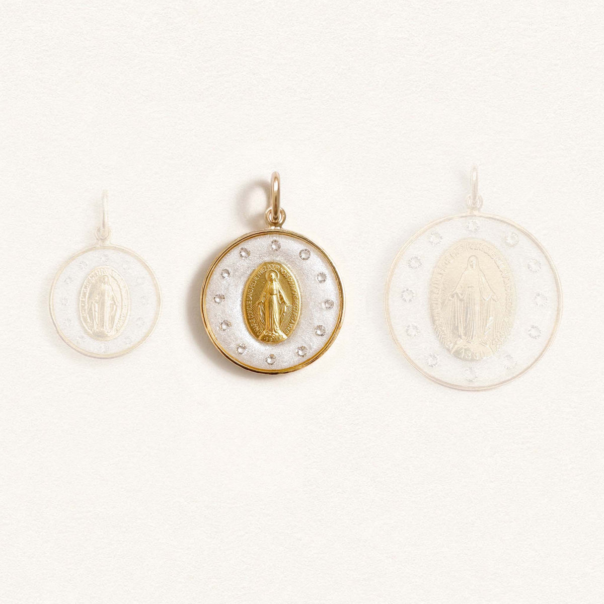 Médaille Miraculeuse couronnée blanche - Moyenne