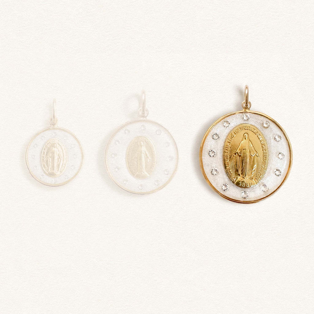 Fleur Nabert créations Crowned White Miraculous Medal - Large MetaobjectListDrop