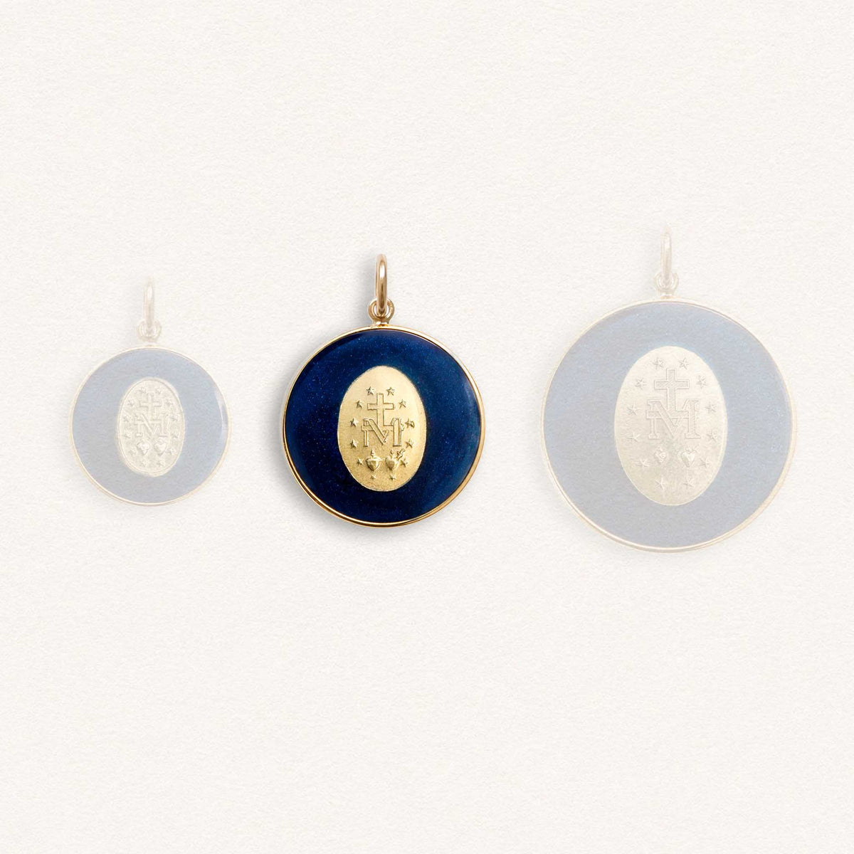 Blue Crowned Miraculous Medal - Medium