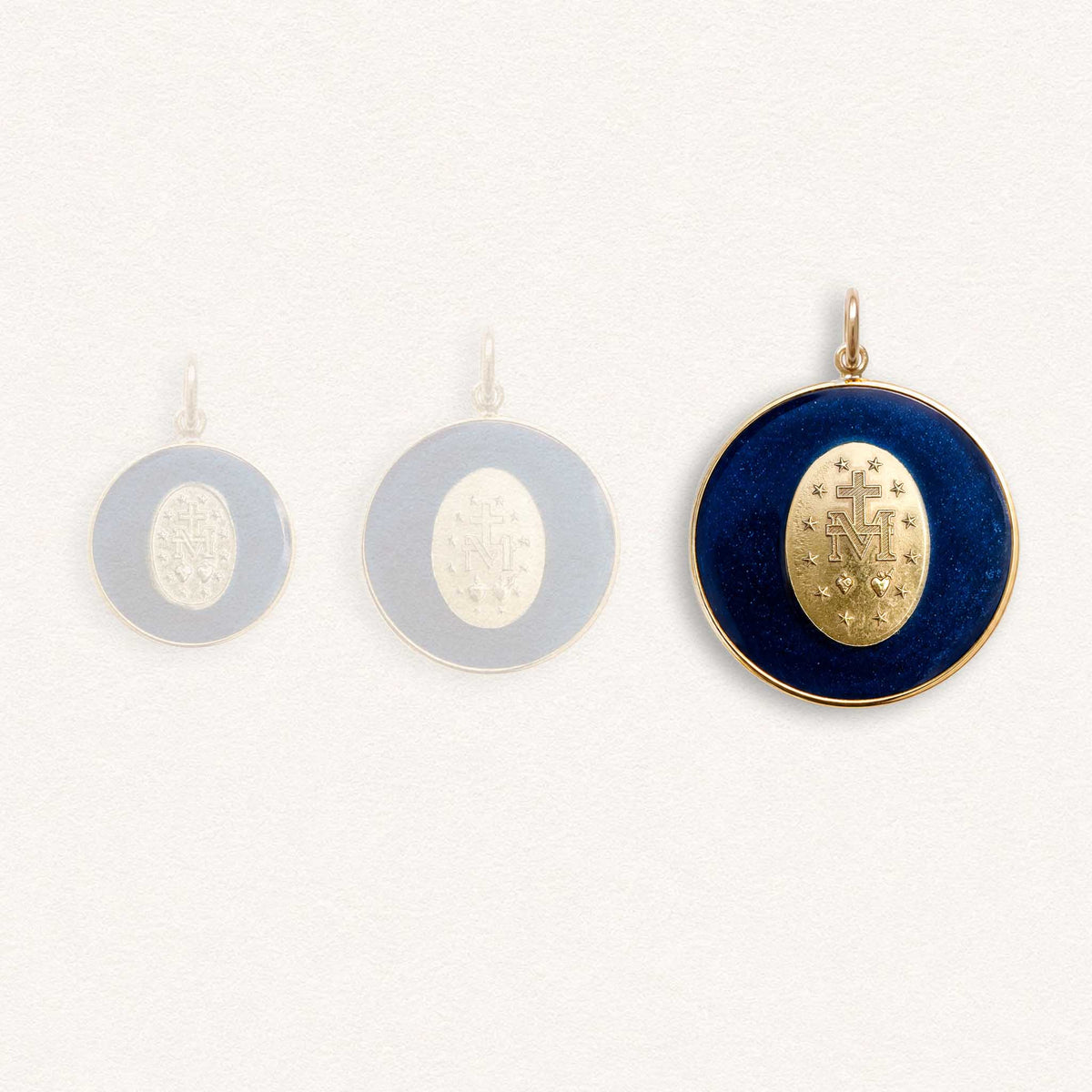 Blue Crowned Miraculous Medal - Large