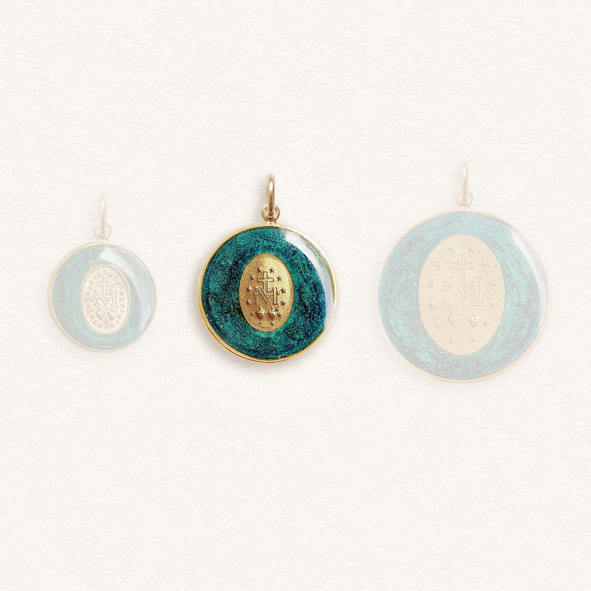 Médaille Miraculeuse couronnée verte - Moyenne