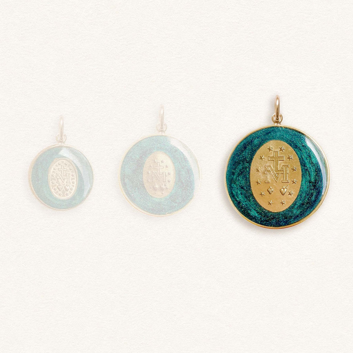 Green Crowned Miraculous Medal - Large