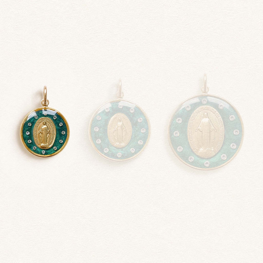 Fleur Nabert créations Médaille Miraculeuse couronnée verte - Mini MetaobjectListDrop