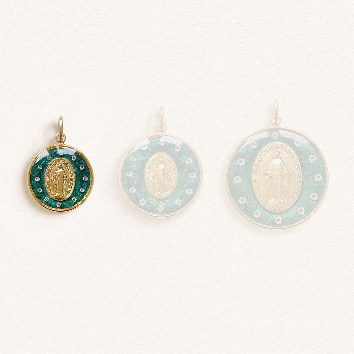 Médaille Miraculeuse couronnée verte - Mini