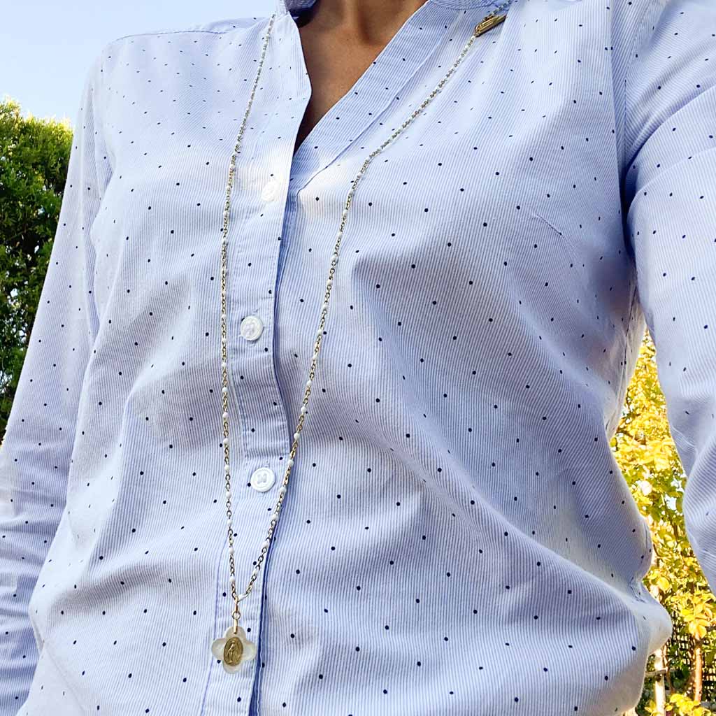 Fleur Nabert créations Miraculous Medal Necklace - White MetaobjectListDrop