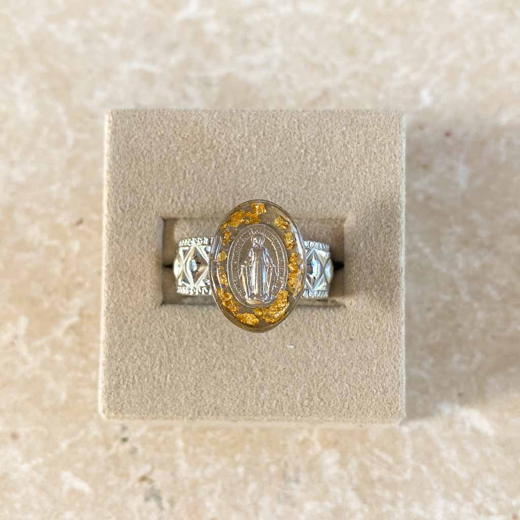 Fleur Nabert créations Miraculous Medal Ring - Silver-Plated MetaobjectListDrop