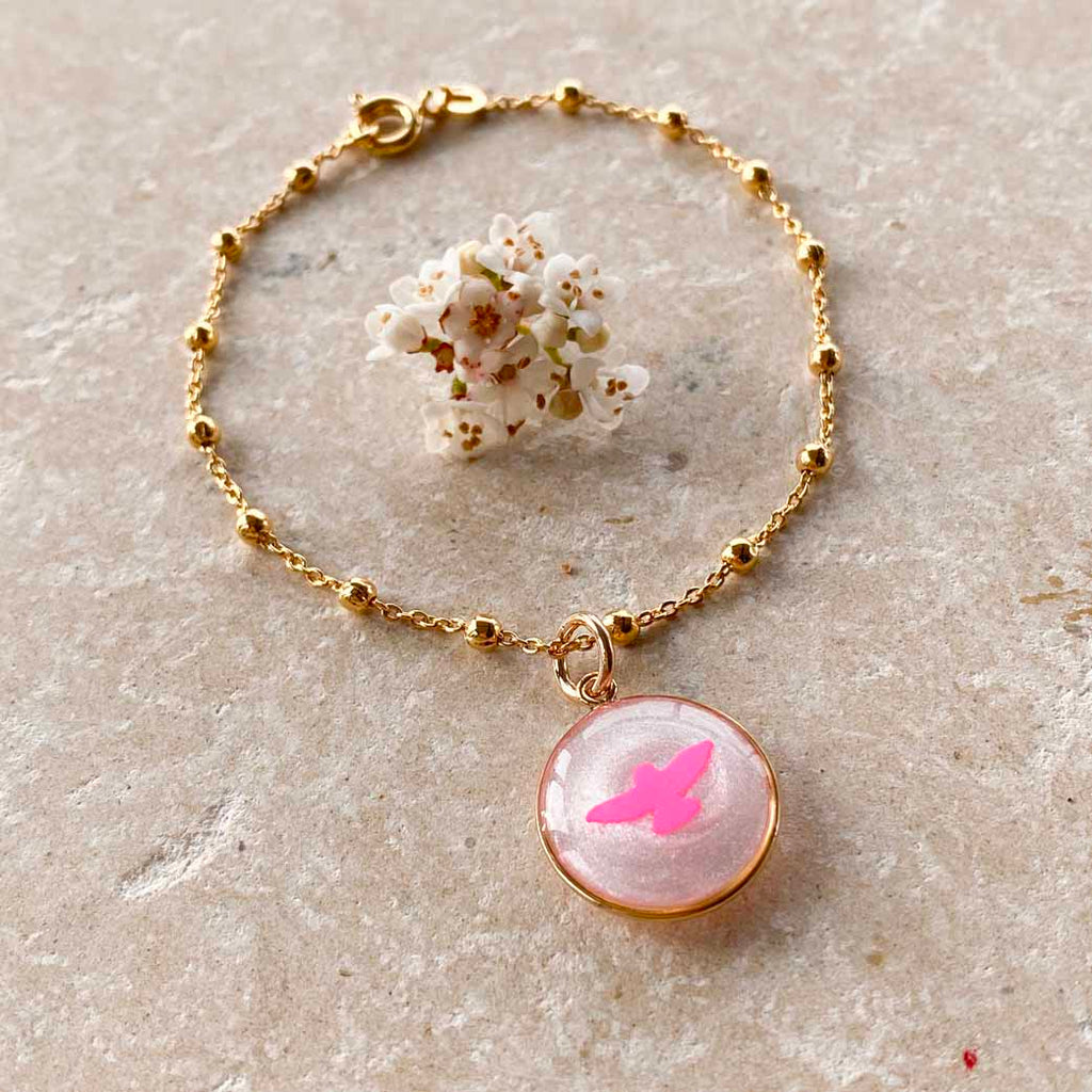 Fleur Nabert créations Médaille « Happy colombe » - Rose Fluo MetaobjectListDrop